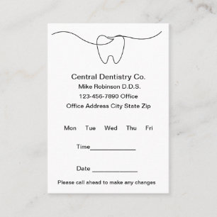 Simple Budget Modern Dentist Office Appointment Card