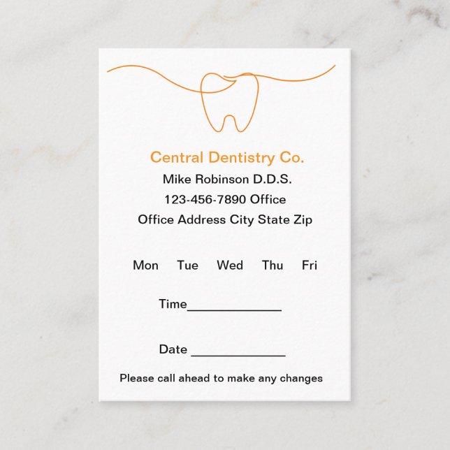 Simple Budget Modern Dentist Office Appointment Card (Front)