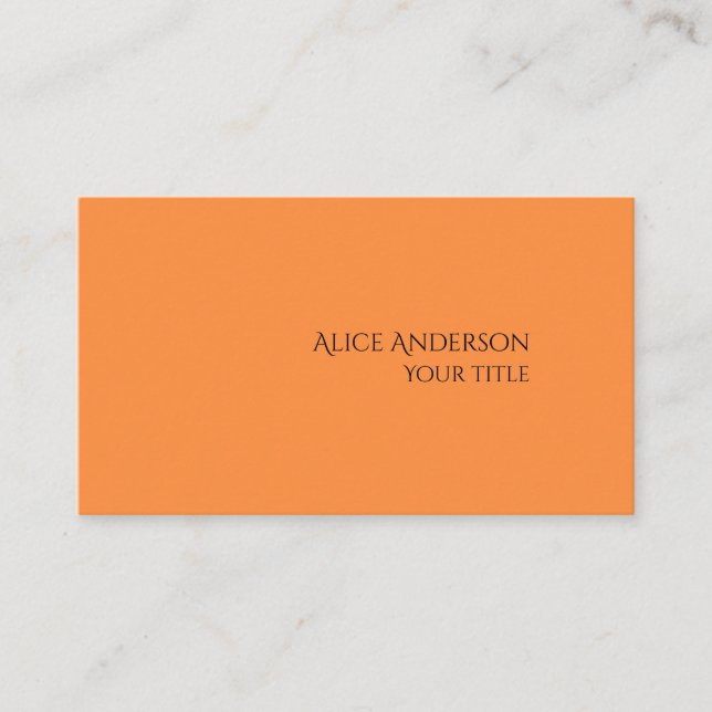 Simple Budget One Solid Colour Modern Orange Business Card (Front)