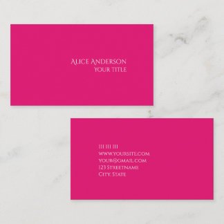 Simple Budget One Solid Colour Modern Pink Business Card