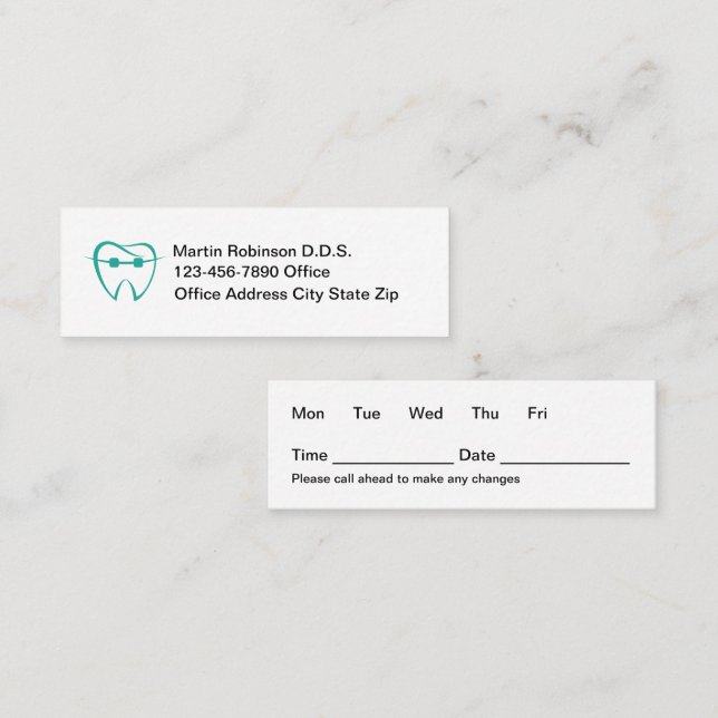 Simple Budget Orthodontist Appointment Cards (Front/Back)