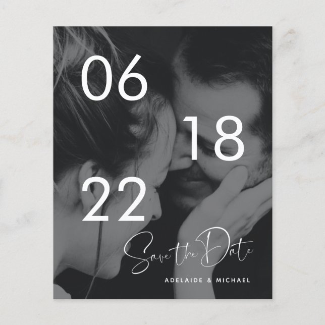 Simple Budget Photo Save The Date QR Code Flyer (Front)