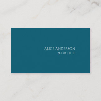 Simple Budget Solid Colour Modern Elegant Teal Business Card