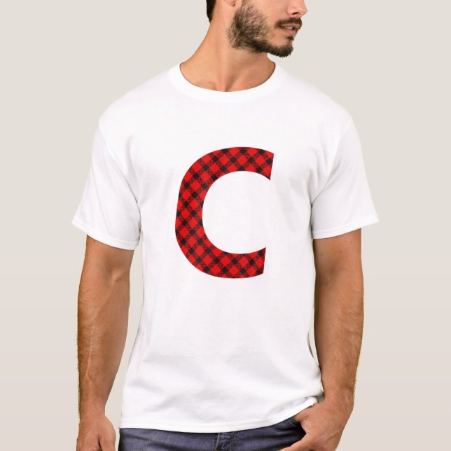 Simple Buffalo Plaid Capital Letter C Buffalo Plai T-Shirt (Front)
