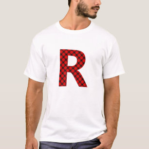 Simple Buffalo Plaid Capital Letter R Buffalo Plai T-Shirt