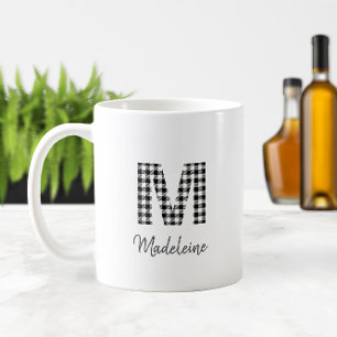 🖤 Simple Buffalo Plaid Monogram Coffee Mug