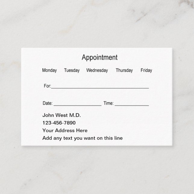 Simple Bulk Doctor Appointment Business Cards (Front)