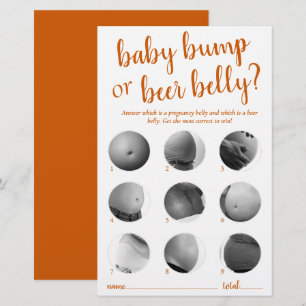 Simple Bump or Beer Belly   Fall Orange Game Card