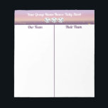 Simple Bunco Dice Table Tally Notepad<br><div class="desc">Simple Purple and Pink with  White Bunco Dice Table Tally handy score pad for your Bunco group. Simply tear off a sheet for each table. Modern look with three lucky white dice all ready to roll! Fun way to keep track of your dice rolls.</div>