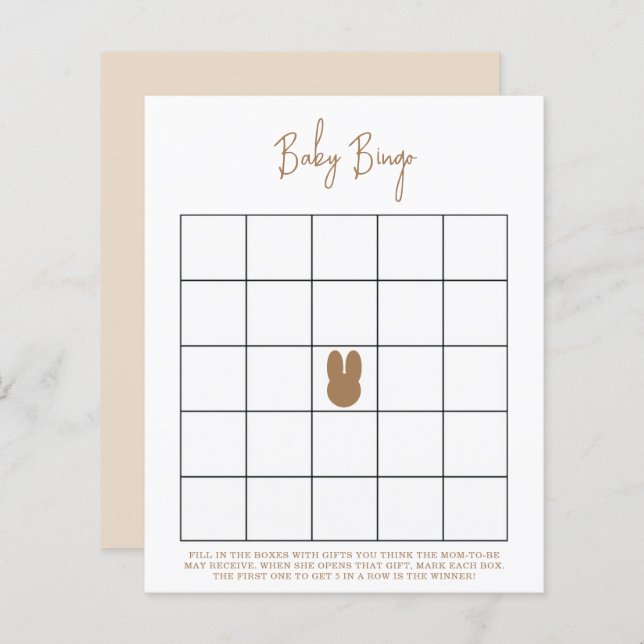 Simple bunny Baby shower bingo game (Front/Back)