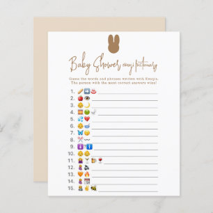 Simple bunny Emoji picture game baby shower