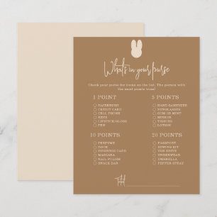 Simple bunny Whats in your purse baby shower