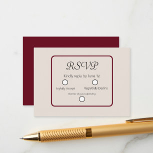Simple Burgandy and Cream Wedding RSVP Enclosure Card