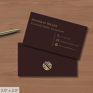 Simple Burgundy and Gold Business Card