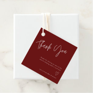 Simple Burgundy Bridal Shower Thank You Favour Tag