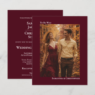 Simple Burgundy BUDGET Wedding Photo Invitation
