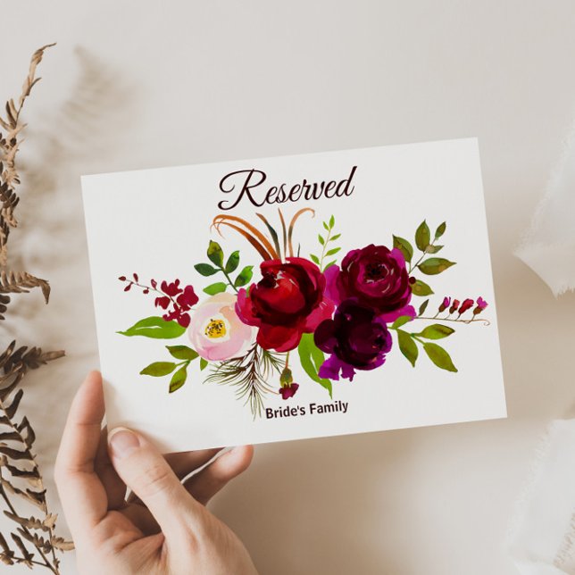 Simple Burgundy Floral Reserved Sign (Creator Uploaded)