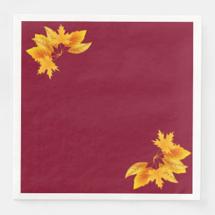 Simple Burgundy Gold Greenery Autumn Celebration  Napkin