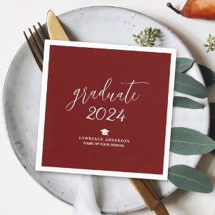 Simple Burgundy Graduate 2024 Graduation Party Napkin