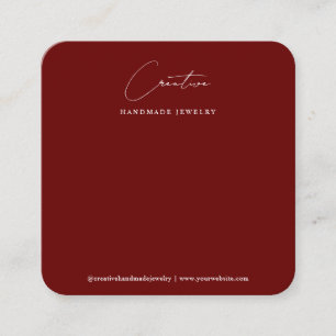 Simple Burgundy Handwritten Script Jewellery Displ Square Business Card