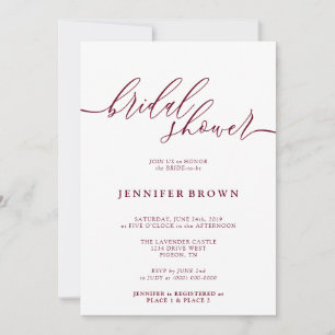 Simple Burgundy Minimal Bridal Shower Invitation