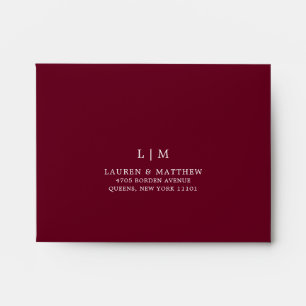 Simple Burgundy Monogram Elegant RSVP Wedding Envelope