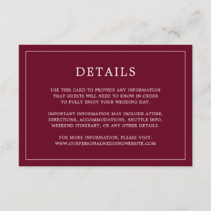 Simple Burgundy Monogram Elegant Wedding Enclosure Card