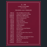 Simple Burgundy Monogram Elegant Wedding Timeline<br><div class="desc">Simple Wedding Timeline featuring a modern yet elegant design with your two letter monogram at the top and your details surrounded by a thin border. All text is in white over a burgundy background and may be changed to any colours you wish by clicking the "customise" button. A chic and...</div>
