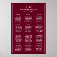 Simple Burgundy Monogram Wedding Seating Chart