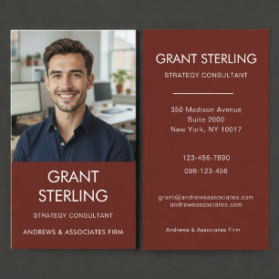 Simple Burgundy Professional Photo Business Card