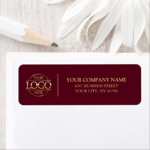 Simple Burgundy Red Business Logo Return Address