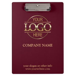 Simple Burgundy Red Custom Company Business Logo Clipboard