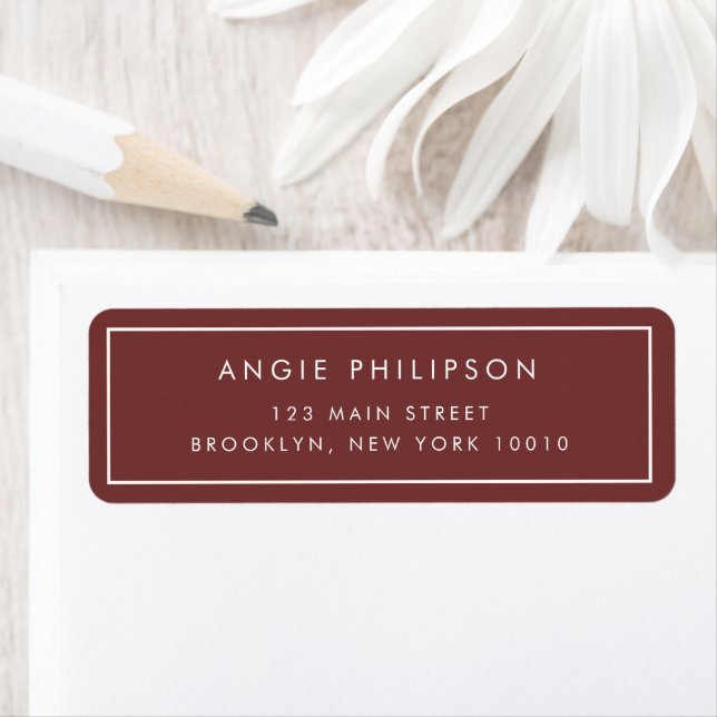Simple Burgundy Red Modern Return Address Label (Insitu)