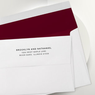 Simple Burgundy Return Address Lined Envelope