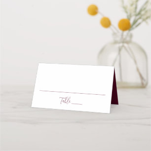 Simple Burgundy Script Wedding Place Card
