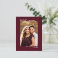 Simple Burgundy Vertical Photo Minimalist Wedding