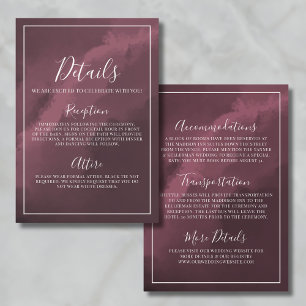 Simple Burgundy Wedding Details Enclosure Card