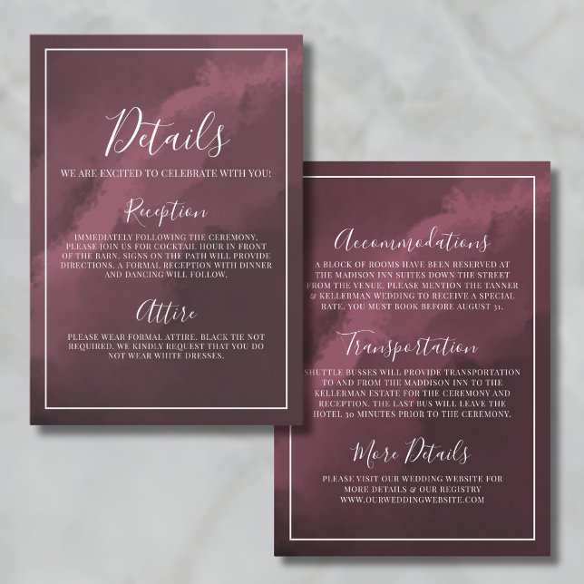 Simple Burgundy Wedding Details Enclosure Card (Simple Burgundy Wedding Details Enclosure Card)