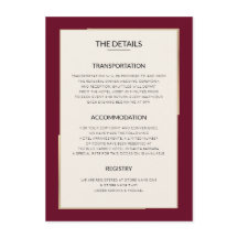 Simple Burgundy Wedding Details  Enclosure Card