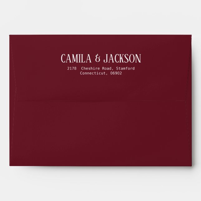 Simple Burgundy Wedding Envelope (Back (Top Flap))