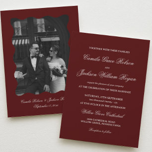 Simple Burgundy Wedding Invitation