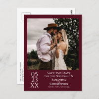 Simple Burgundy Wedding Save the Date Photo
