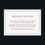 Simple Burgundy White Minimalist Wedding Details Enclosure Card<br><div class="desc">Minimalist wedding details enclosure card with a burgundy border around your details over a white background.  These simple enclosure cards provide your guests with important information regarding your special day and are perfect for a fall wedding.</div>