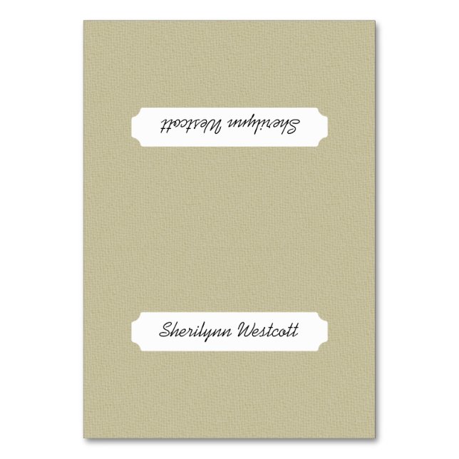 Simple Burlap Tented Place Cards and Name Template (Front)