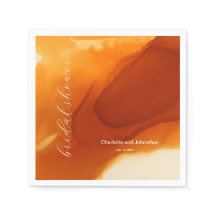 Simple Burnt Orange Modern Flowing Ink Napkins