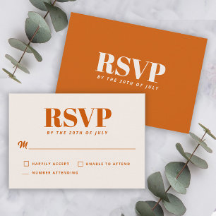 Simple Burnt Orange Modern Minimalist Wedding RSVP Card
