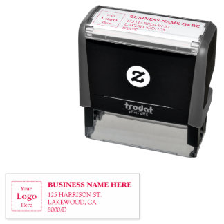Simple Business Address with Logo Return Address Self-inking Stamp