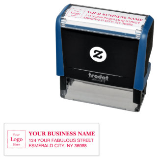 Simple Business Address with Logo Return Address Self-inking Stamp