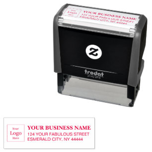 Simple Business Address with Logo Return Address Self-inking Stamp