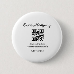 Simple business company website barcode QR add nam 6 Cm Round Badge